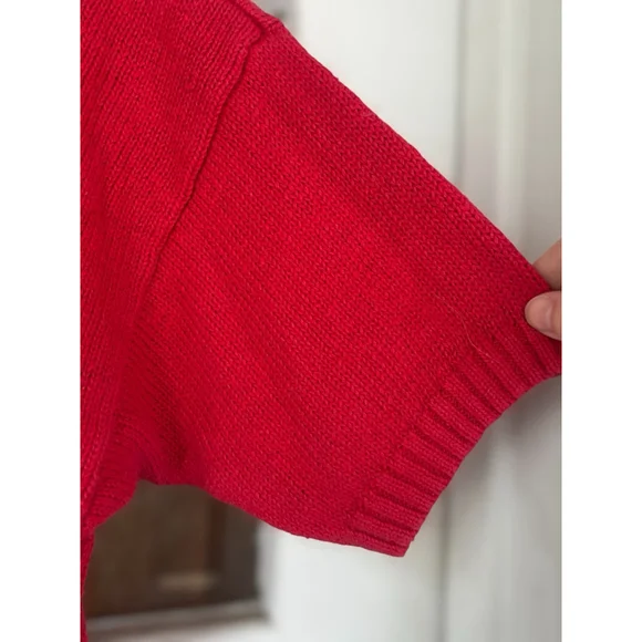 Vintage The Import Workshop Women's Medium Red V-Neck Knit Sweater Grandmacore - Picture 5 of 12